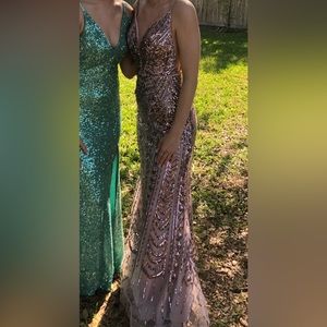 Rose gold/pink prom dress
size zero (0)
